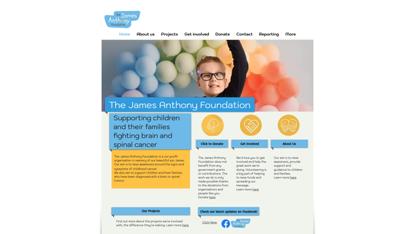 Screenshot of the The James Anthony Foundation website