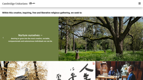 Screenshot of the Unitarian Church Cambridge CIO website