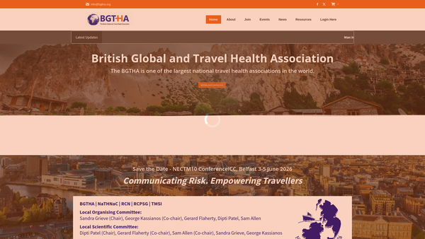 Screenshot of the The British Global & Travel Health Association website