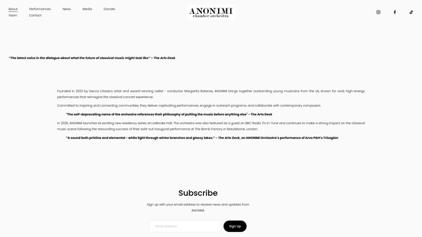 Screenshot of the Anonimi website