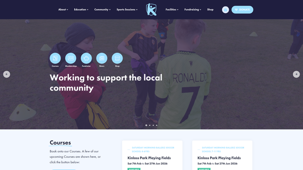 Screenshot of the Kingswood Sports CIO website