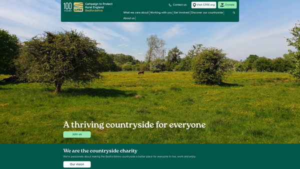 Screenshot of the The Bedfordshire Branch Of The Campaign To Protect Rural England website