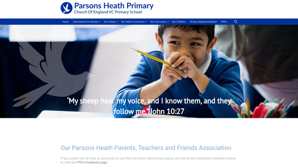 Screenshot of the Parsons Heath PTFA website