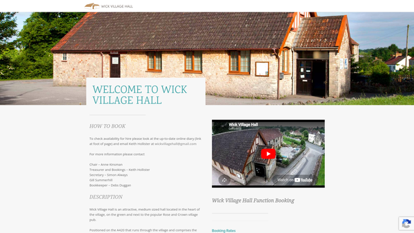 Screenshot of the The Village Hall Wick And Abson website