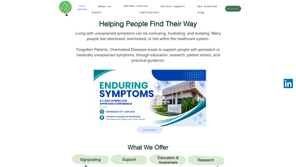 Screenshot of the Forgotten Patients, Overlooked Diseases website