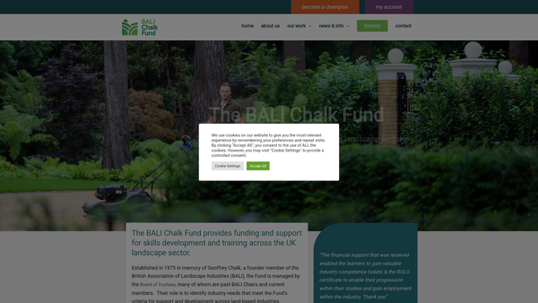 Screenshot of the Bali Chalk website