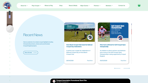Screenshot of the Croquet England website