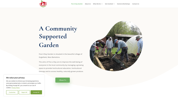 Screenshot of the Five A Day Garden website