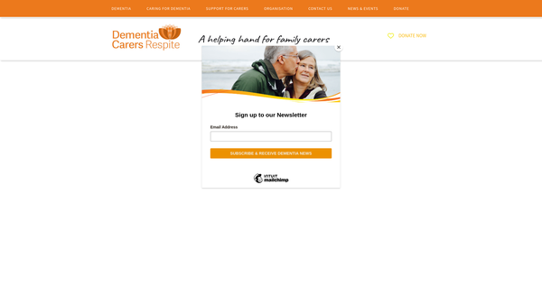 Screenshot of the Dementia Carers Respite website