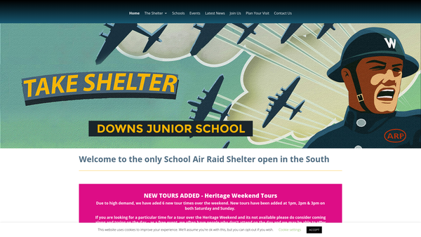 Screenshot of the Take Shelter website