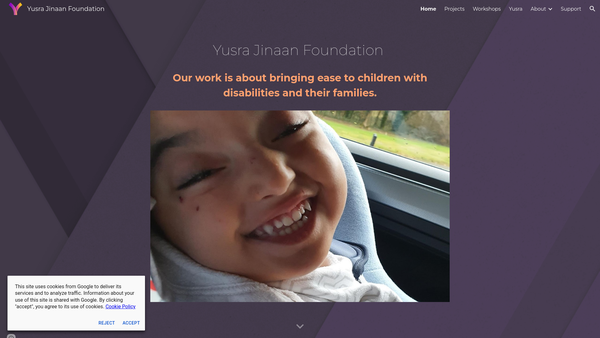 Screenshot of the Yusra Jinaan Foundation website