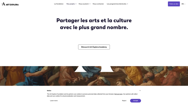 Screenshot of the Art Explora UK website