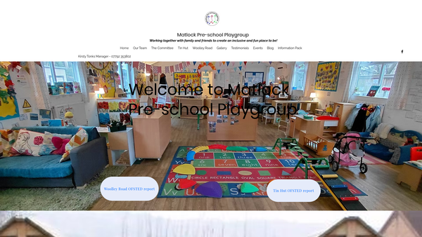 Screenshot of the Matlock Pre-School Playgroup Association website