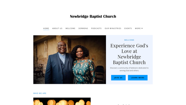 Screenshot of the Newbridge Baptist Church website