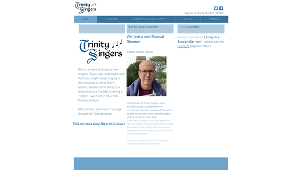 Screenshot of the Trinity Singers website