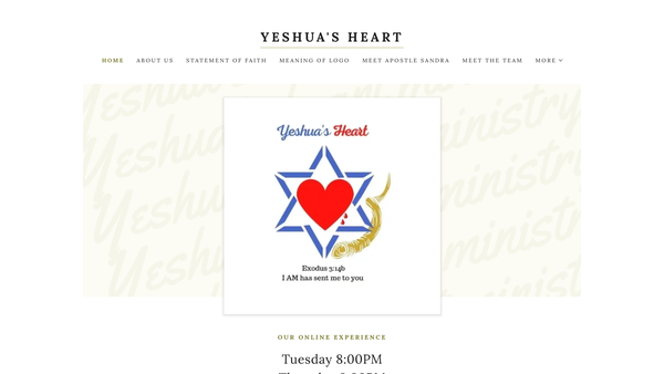 Screenshot of the Yeshua's Heart website