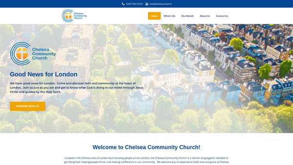 Screenshot of the Chelsea Community Church website