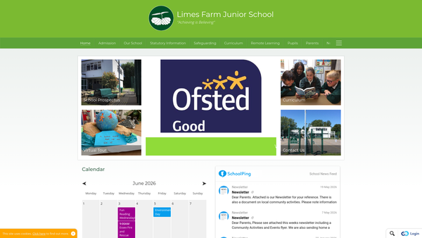 Screenshot of the Limes Farm Junior School PTFA website