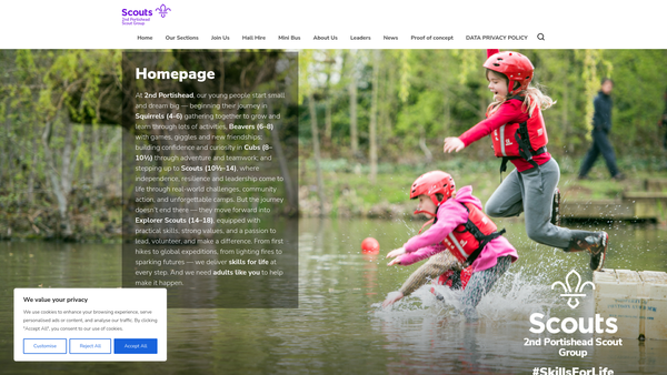 Screenshot of the 2nd Portishead Scout Group website