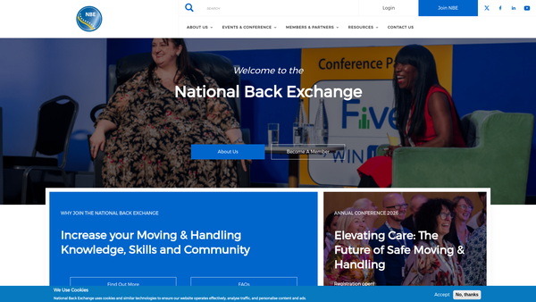 Screenshot of the National Back Exchange website