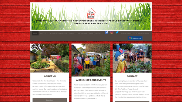 Screenshot of the The Red Shed Project Charitable Incorporated Organisation website