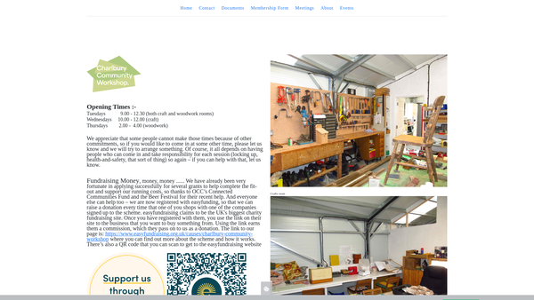 Screenshot of the Charlbury Community Workshop website