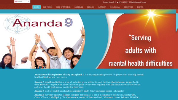 Screenshot of the Ananda9 Ltd website