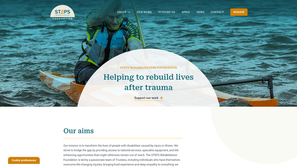 Screenshot of the Steps Rehabilitation Foundation website