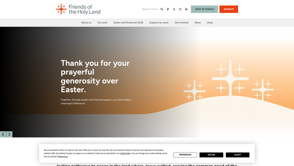 Screenshot of the Friends Of The Holy Land website