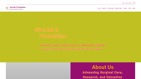 Screenshot of the Give ME 5 Foundation website