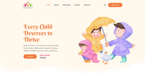 Screenshot of the Kids On The Go website