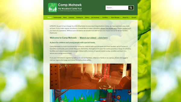 Screenshot of the The Woodland Centre Trust website