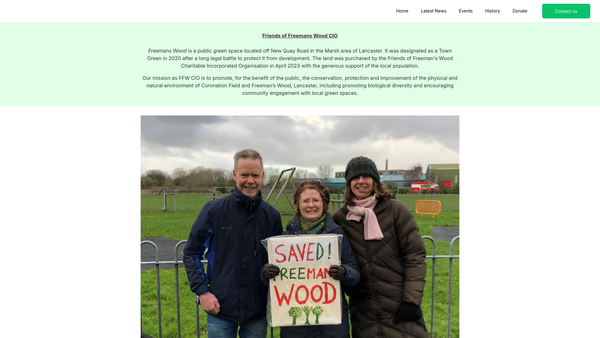 Screenshot of the Friends Of Freeman's Wood website