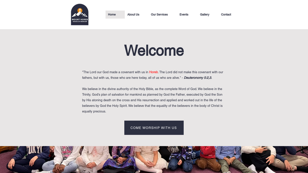 Screenshot of the Mount Horeb House Of Worship website