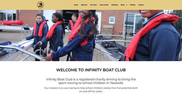 Screenshot of the Infinity Boat Club website