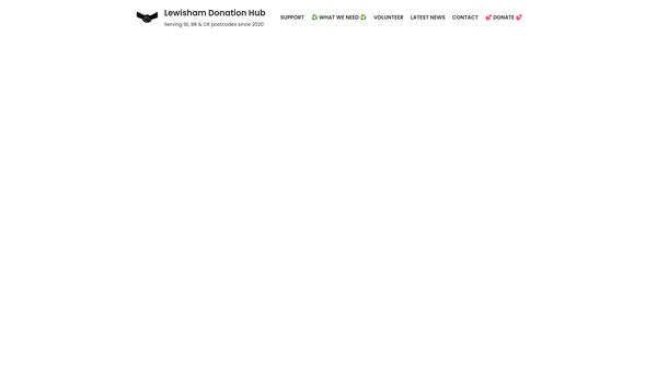 Screenshot of the Lewisham Donation Hub website