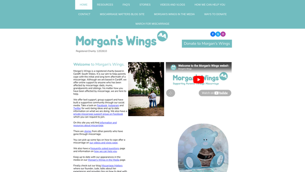 Screenshot of the Morgans Wings website