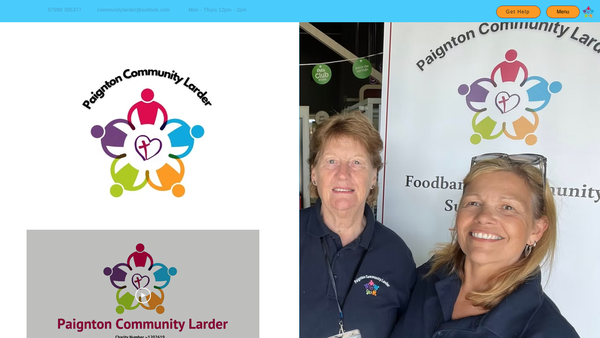 Screenshot of the Paignton Community Larder website