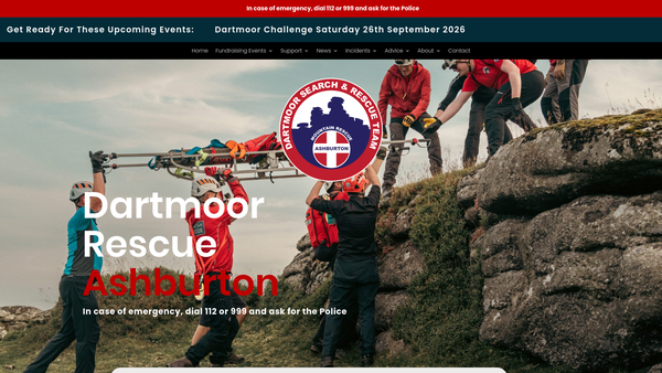Screenshot of the Dartmoor Search And Rescue Team (Ashburton) website