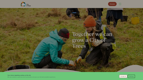 Screenshot of the City Of Trees Trust website