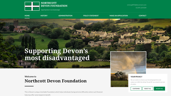 Screenshot of the Northcott Devon Foundation website
