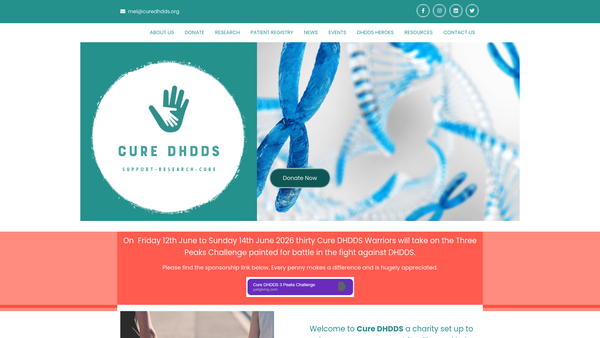 Screenshot of the Cure Dhdds website