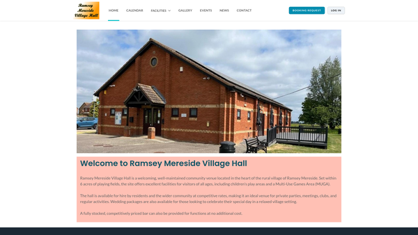Screenshot of the Ramsey Mereside Village Hall CIO website