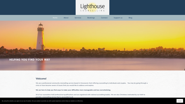 Screenshot of the Lighthouse Counselling Trust website