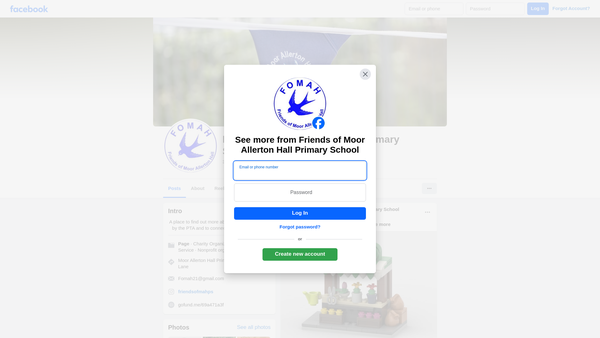 Screenshot of the Friends Of Moor Allerton Hall website
