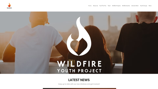 Screenshot of the Wildfire Youth Project website