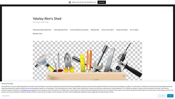 Screenshot of the Yateley Mens Shed website