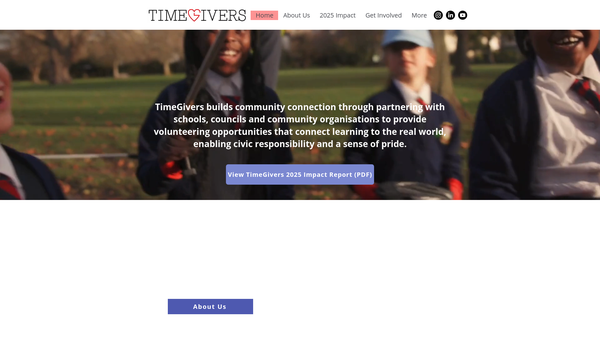 Screenshot of the Timegivers website