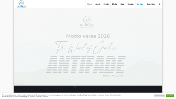 Screenshot of the Pollards Hill Baptist Church website