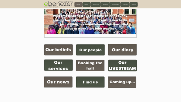 Screenshot of the Ebenezer Baptist Church, Scarborough website